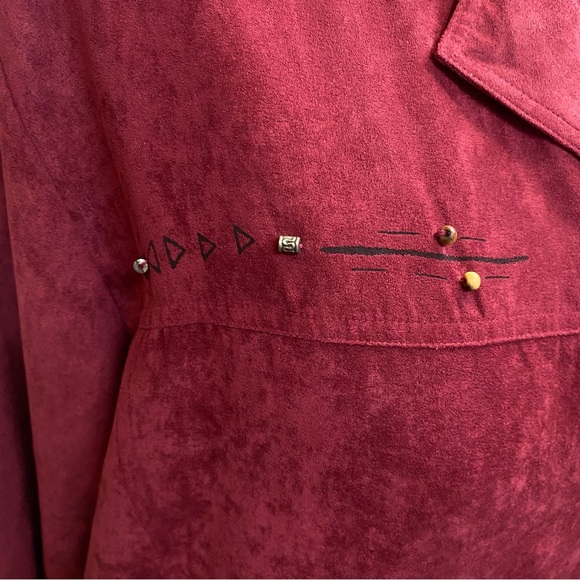 NWT VINTAGE Erin London Women plus 2X Burgundy Faux suede Button-Up shirt jacket - Picture 7 of 9